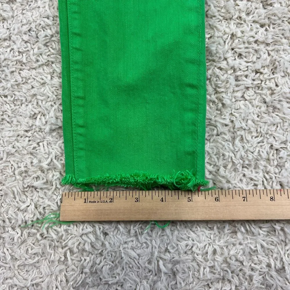 Kate Spade Broome St Jeans, Sz 24 Green Denim Skinny Raw Hem EUC